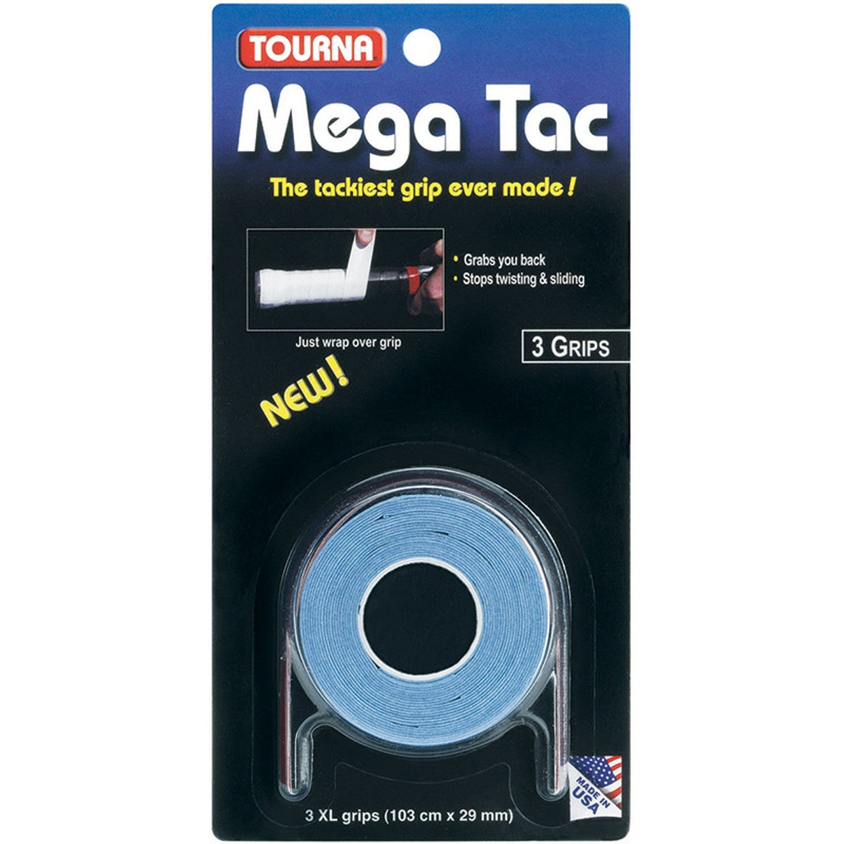 Tourna Overgrips Mega Tac Blue (3 Pcs) - Padel Accessories - au.justpadel.com